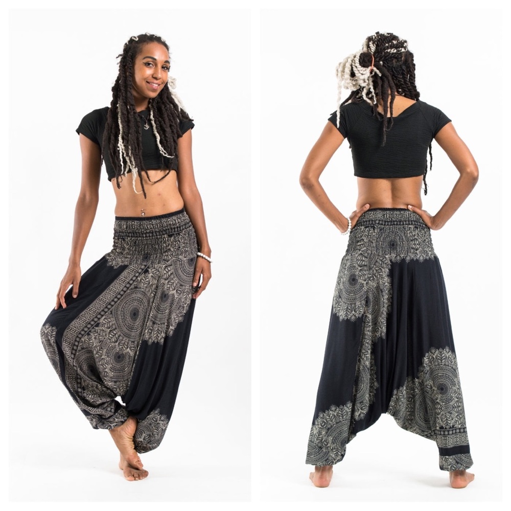 Bohemian Mandala Harem Pants - Black